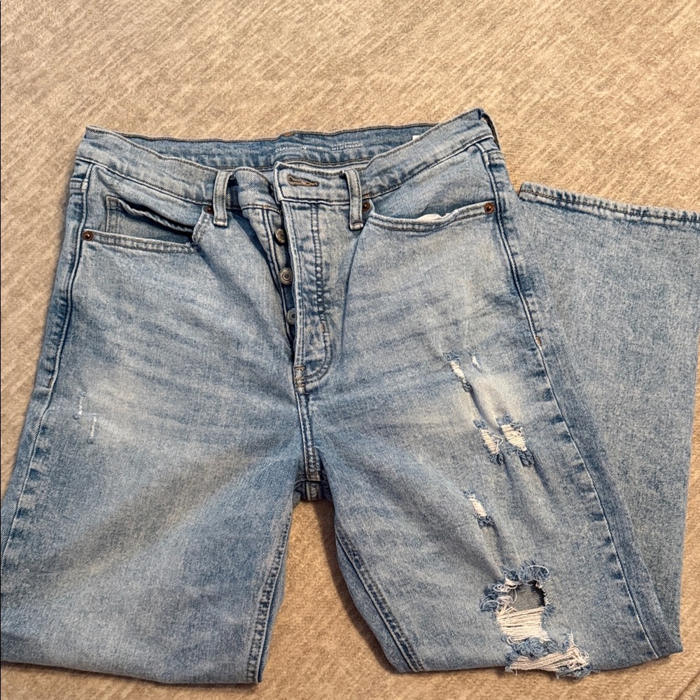 Old Navy sky high straight Distressed Button-Fly Jeans size 10